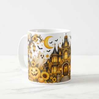 Mug Halloween Maison Hantée Jaune & Tournesols