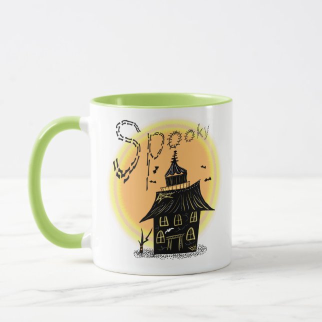 Mug Halloween Maison Hantée Néon Effrayant (Gauche)