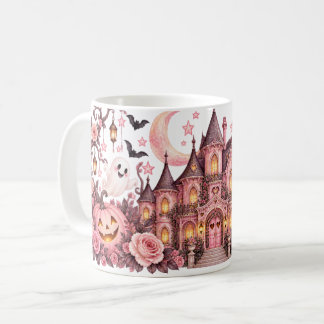 Mug Halloween Maison Hantée Rose et Fantômes