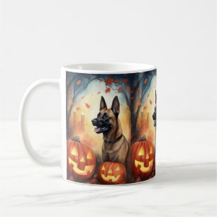 Mug Halloween Malinois Belge Avec Citrouilles Effrayan