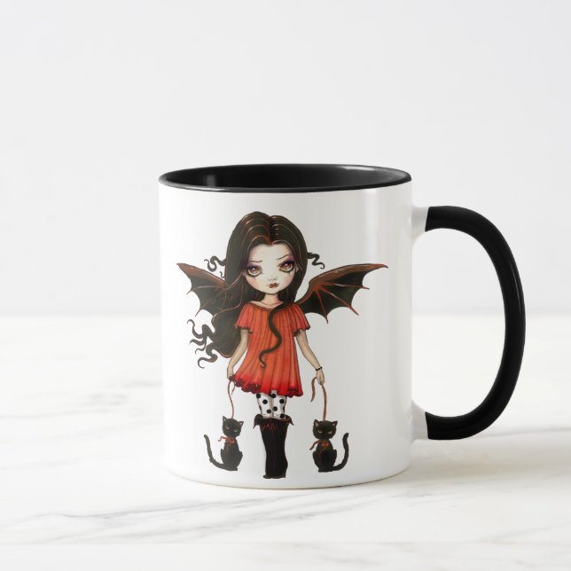 Mug Halloween Mignon Petit Vampire avec des Chats (Droite)