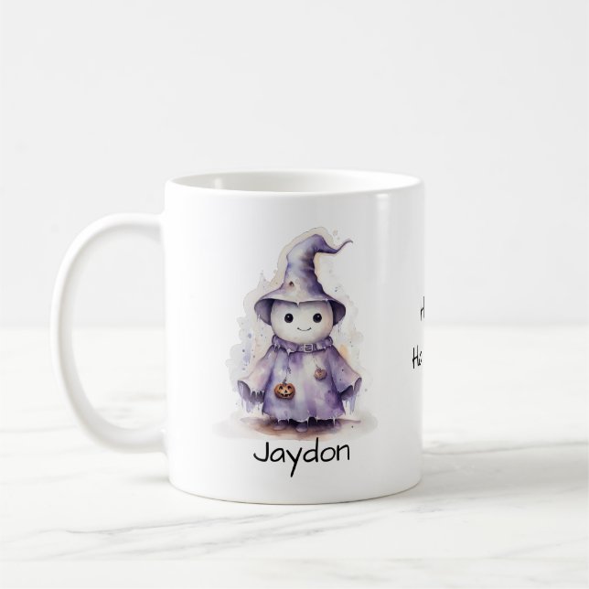 Mug Halloween mignonne pourpre sorcière fantôme Person (Gauche)