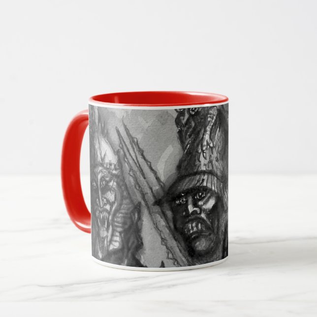 Mug HALLOWEEN MONSTERS ORK WAR Noir Blanc Rouge (Devant gauche)