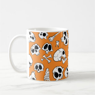 Mug Halloween motif sans couture avec crânes et os.