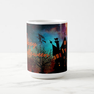 Mug Halloween Mug/Maison hantée avec Sorcière volante