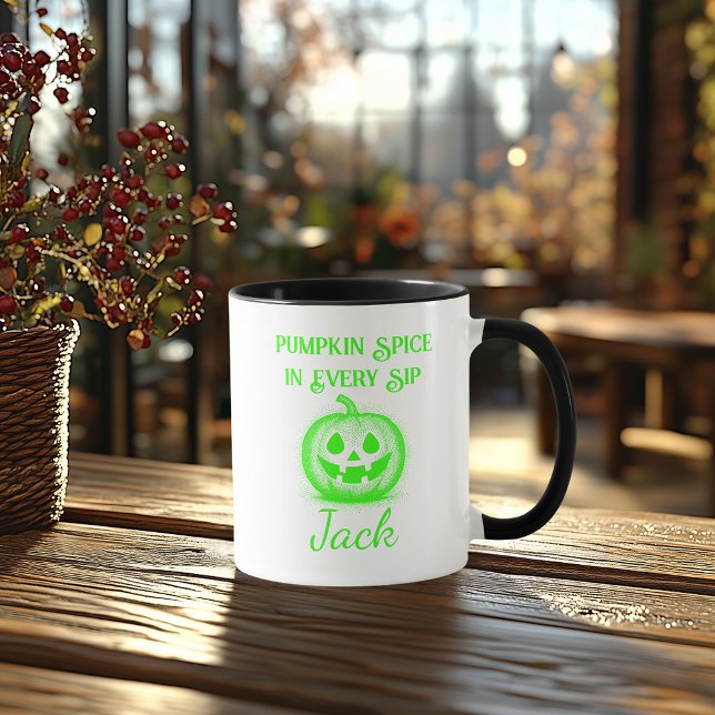 Mug Halloween Neon personnalisable - Design Citrouille (Créateur téléchargé)