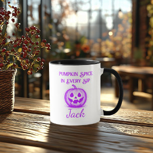 Mug Halloween néon personnalisé - Conception Citrouill