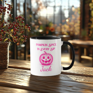 Mug Halloween Néon Personnalisé - Dessin de Citrouille