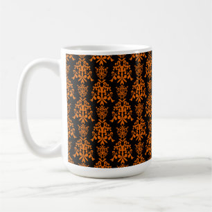 MUG HALLOWEEN NOIR & ORANGE ORNATE MOTIF