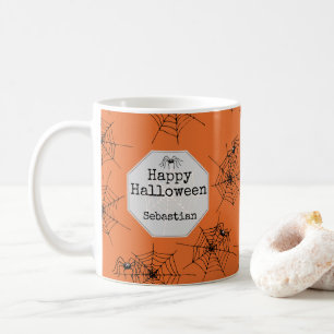 Mug Halloween Orange Araignée Squelettique