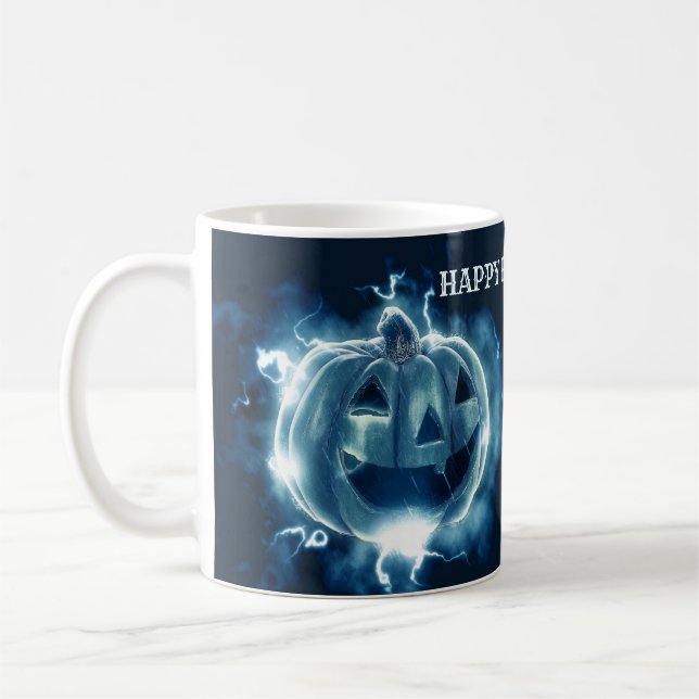 Mug Halloween Parti mal bleu Citrouille Horreur (Gauche)