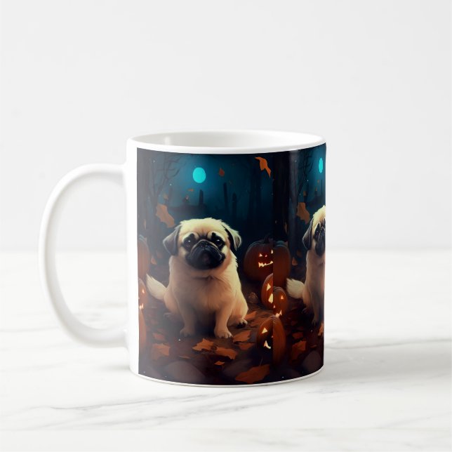 Mug Halloween Pekingese Avec Peur Citrouille (Gauche)