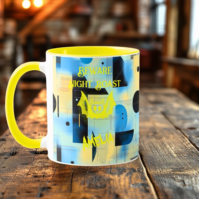 Mug Halloween personnalisé - Bat Jaune clair rôti de n (Créateur téléchargé)