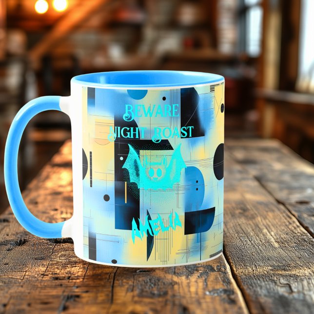 Mug Halloween personnalisé - Rôti de nuit Cyan chauve- (Créateur téléchargé)