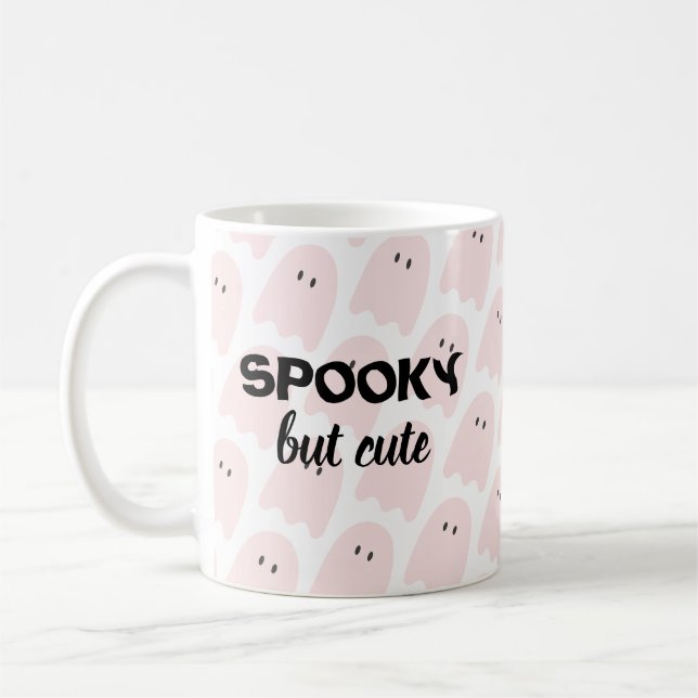 Mug Halloween rose moderne Éffrayant mais mignon (Gauche)