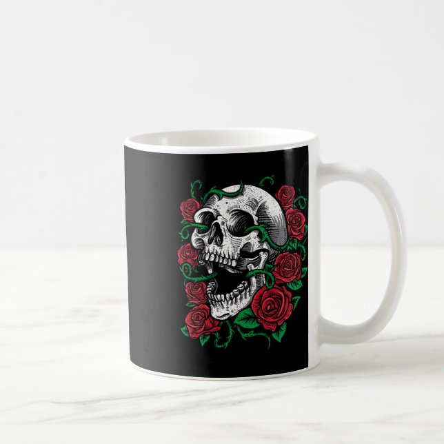 Mug Halloween Rose Skull Skeleton idée cadeau (Droite)