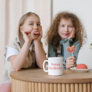 Mug Halloween rose Tartan Citrouille heureux