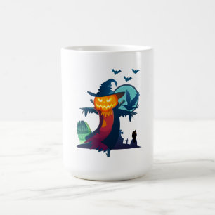 Mug Halloween Scarecrow With Bats Crow and Owl