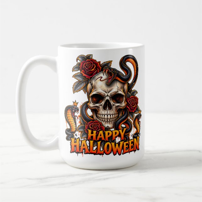 Mug Halloween Serpent Crâne Gothique – Art Sombre  (Gauche)