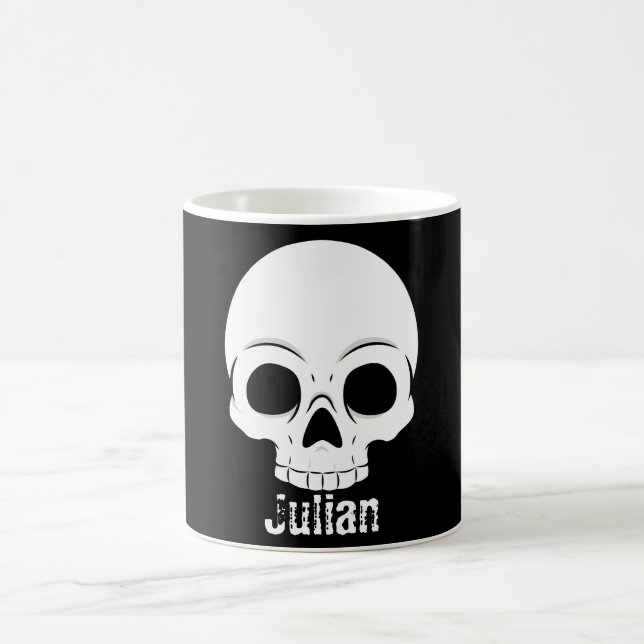 Mug Halloween simple Crâne de jour Nom Éffrayant (Centre)