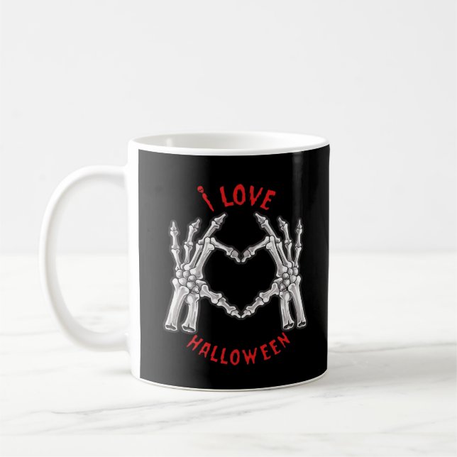 Mug Halloween Skeletal Mains Coeur drôle Dire (Gauche)