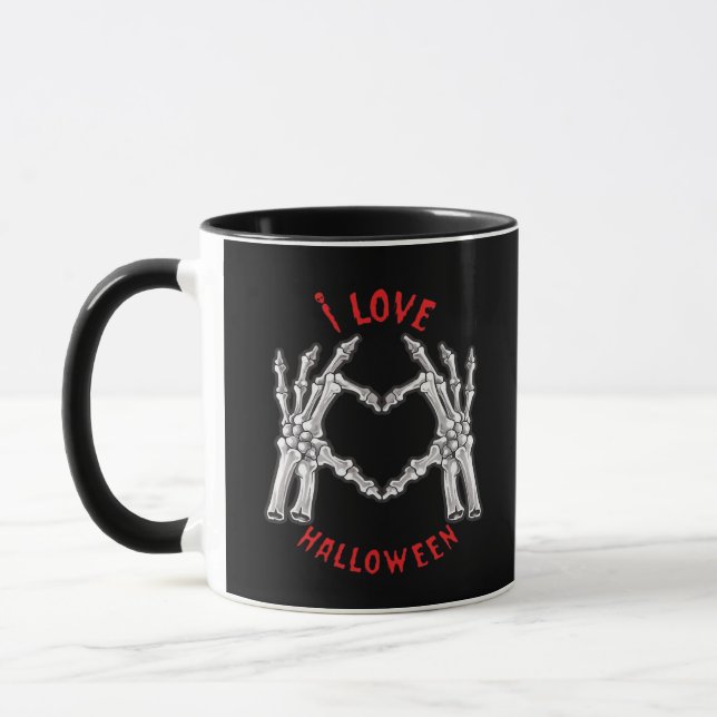 Mug Halloween Skeletal Mains Coeur drôle Dire (Gauche)