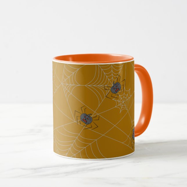 Mug Halloween spiders web and pumpkins (Devant droit)