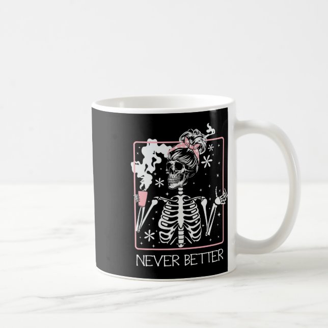 Mug Halloween Squelette Boire Citation de café Ne pari (Droite)