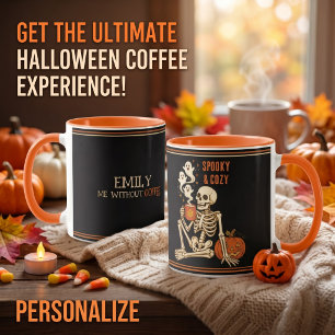 Mug Halloween squelette cosy personnalisé épouvantable