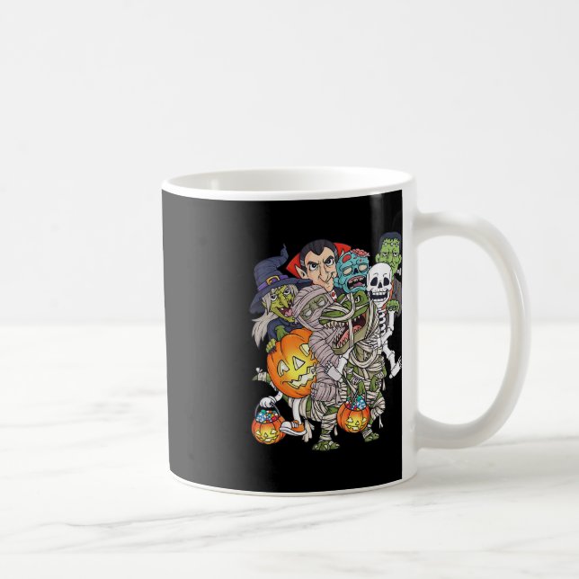 Mug Halloween Squelette Zombie équitation maman T Rex  (Droite)