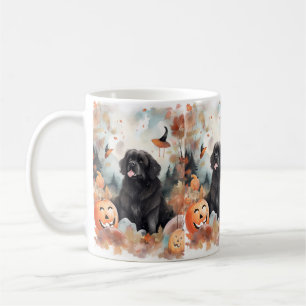 Mug Halloween Terre-Neuve avec citrouilles épouvantabl