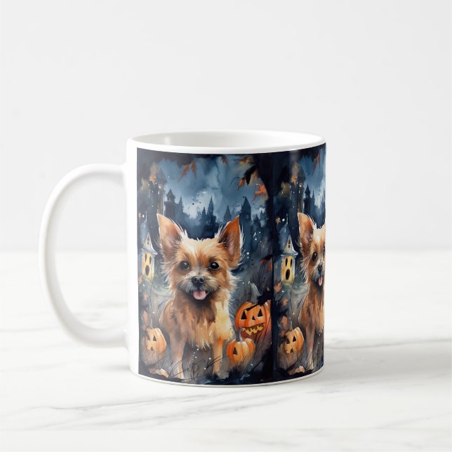 Mug Halloween Terrier Australien Avec Citrouilles Effr (Gauche)
