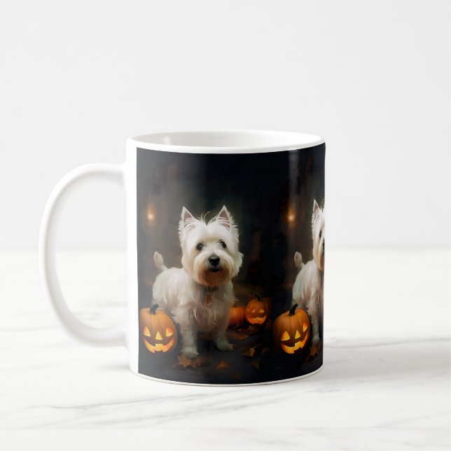 Mug Halloween Terrier West Highland White Pumpkin (Gauche)