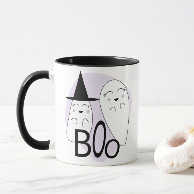Mug Halloween Theme l Ghosts Boo (Avec donut)