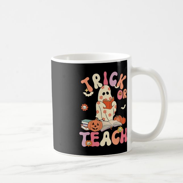 Mug Halloween Trick ou Enseigner Retro Floral Ghost Te (Droite)