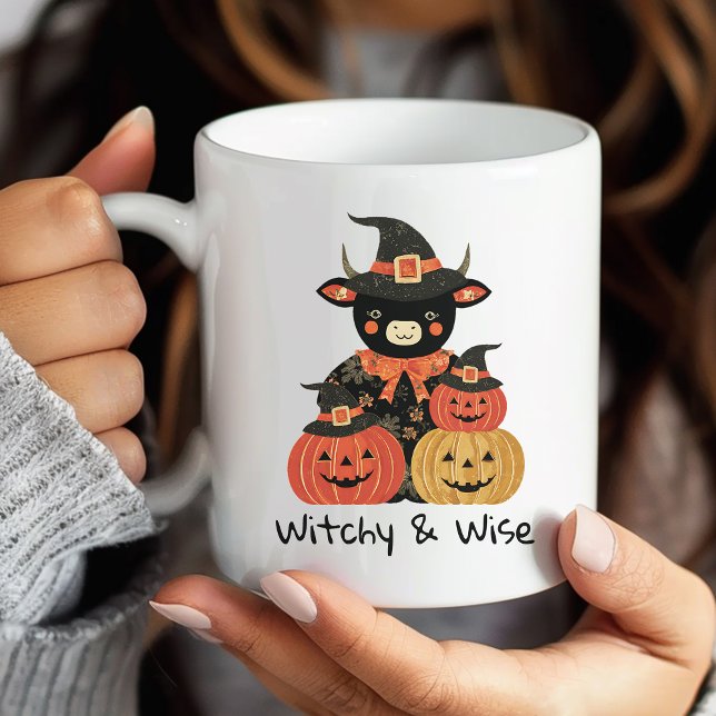 Mug Halloween Vache Highland sorcière et boue Citrouil (Créateur téléchargé)