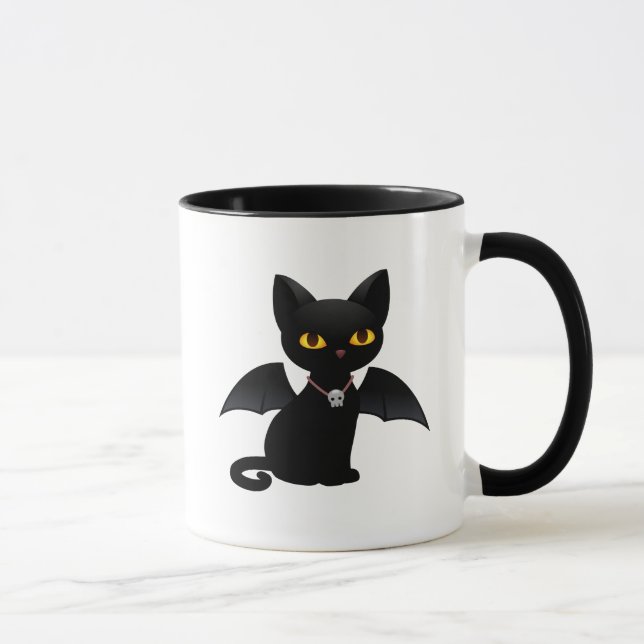 Mug Halloween Vampire Chat noir avec ailes (Droite)