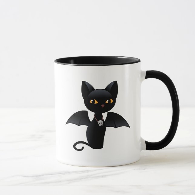 Mug Halloween Vampire Chat noir avec ailes (Droite)
