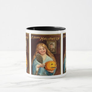 Mug Halloween Vintage Dame avec miroir)