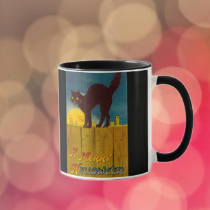 Mug Halloween vintage en chat noir