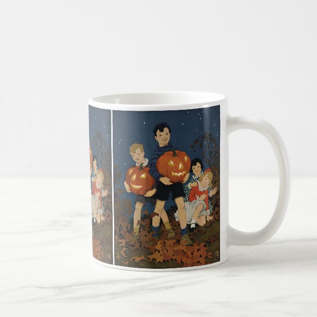 Mug Halloween vintage, Enfants tenant des Citrouilles (Droite)