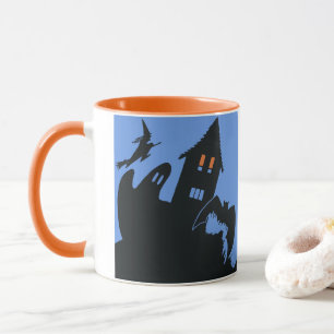 Mug Halloween vintage, maison hantée effrayante et sor