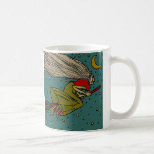 Mug Halloween vintage, sorcière maléfique voler sur le