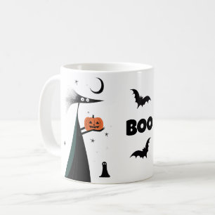 Mug Halloween Whimsical 'BOO!' avec caractère Éffrayan