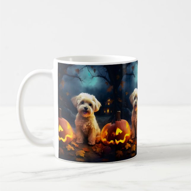Mug Halloween Yorkipoo Avec La Peur Citrouille (Gauche)