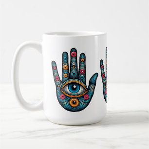Mug Hamsa Main avec illustration d'art visuel