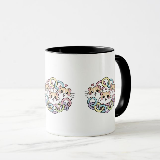Mug Hamsters heureux dans des anneaux pastel (Devant droit)