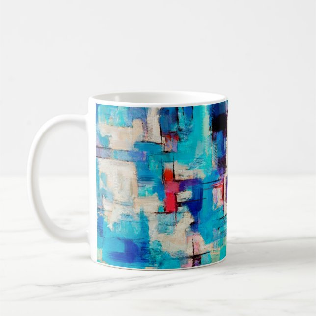 Mug Hand drawn bright painting, background in impressi (Gauche)