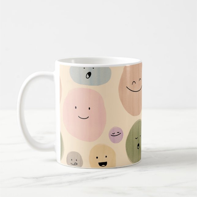 Mug Hand-drawn Facial Expressions Seamless Pattern (Gauche)