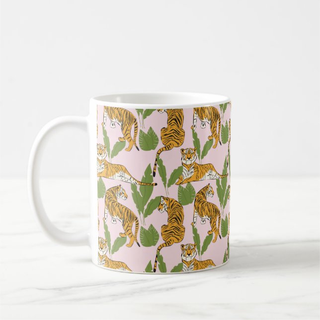 Mug Hand drawn tiger seamless pattern, big cats in dif (Gauche)
